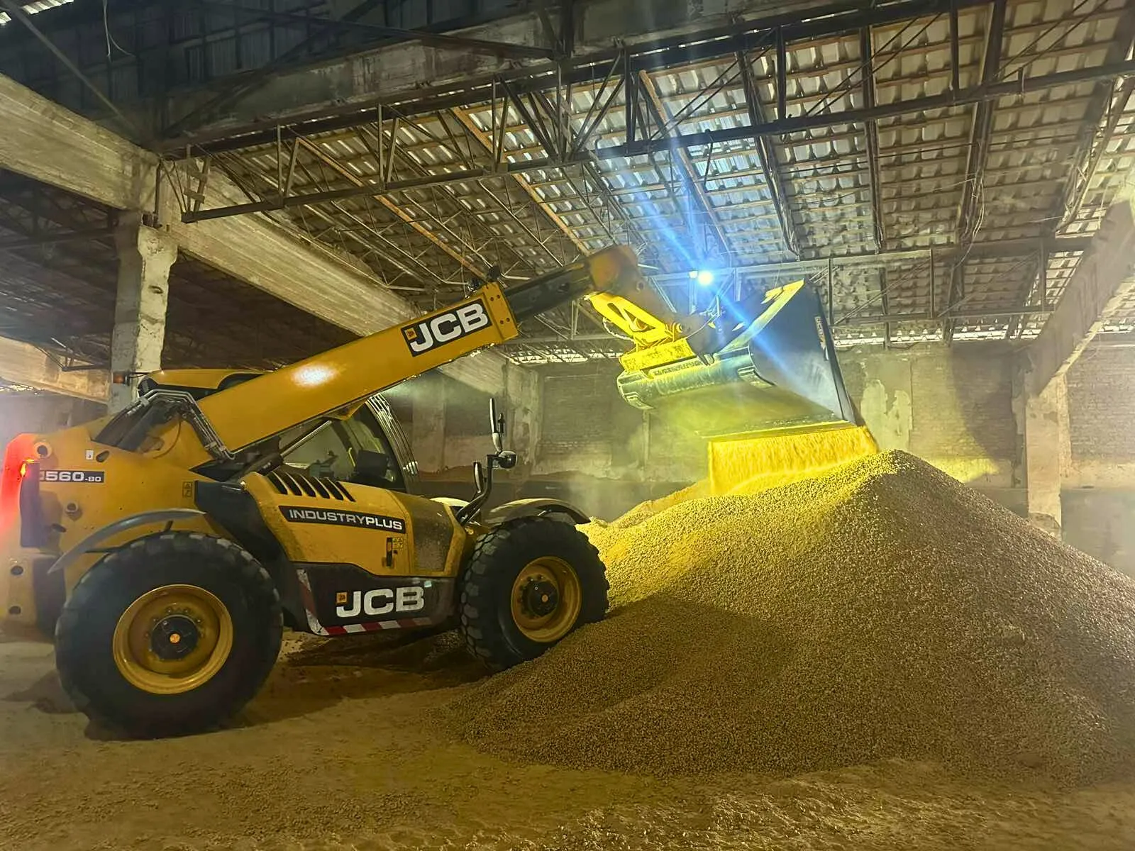 Grain in covered storage at the New Energy terminal